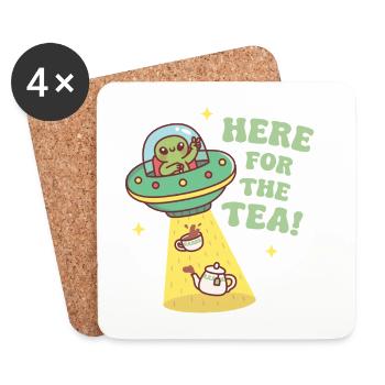 Drôle d’extraterrestre ici pour le thé - Dessous de verre (lot de 4) - blanc - Devant