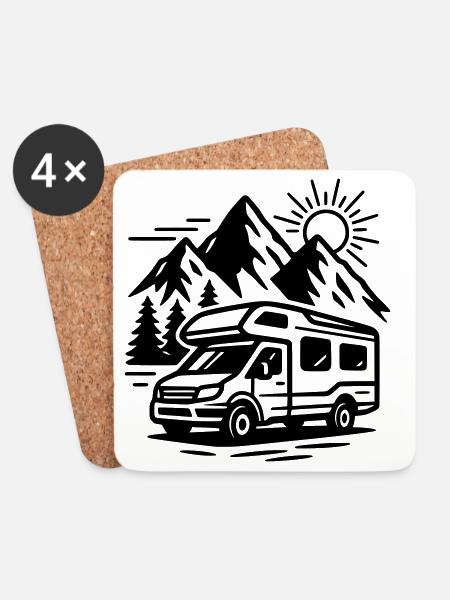 Wohnmobil - Untersetzer (4er-Set) - Weiß
