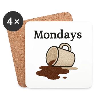 Coffee on Monday – typical start to the week - Coasters (set of 4) - white - Front