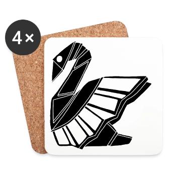 Cygne noir - Dessous de verre (lot de 4) - blanc - Devant