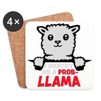 Je m’identifie comme un probllama Cool Lama Problem Spruch - Dessous de verre (lot de 4) - blanc - Devant