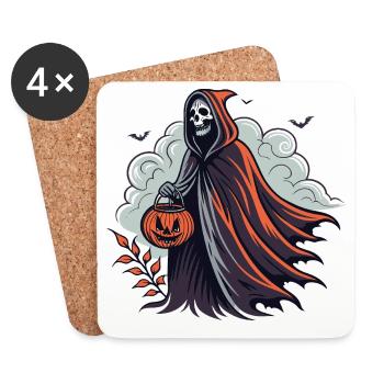 Faucheuse d'Halloween avec citrouille - Dessous de verre (lot de 4) - blanc - Devant