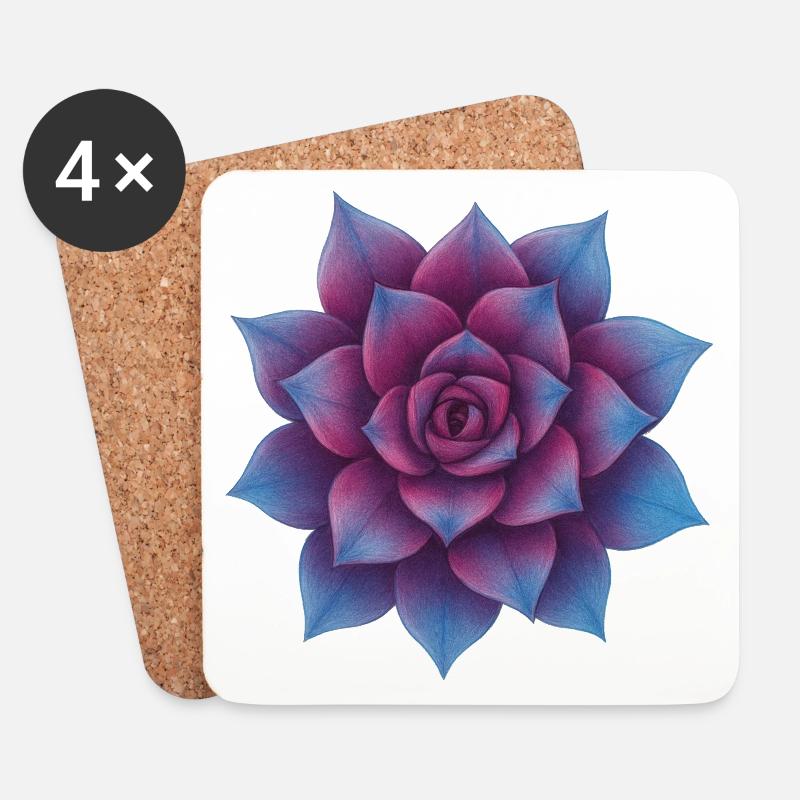 Azurviolette Rosettenblüte - Untersetzer (4er-Set) - Weiß