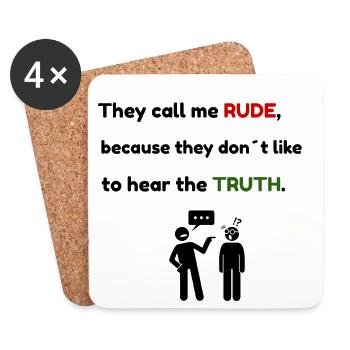 Rude? Just Honest – Funny Truth Quote T-Shirt - Coasters (set of 4) - white - Front