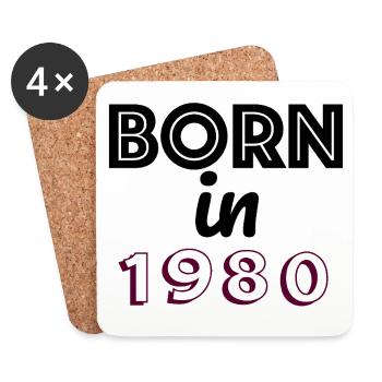 Né en 1980 - Dessous de verre (lot de 4) - blanc - Devant