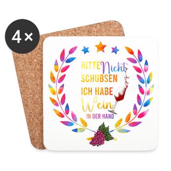 Colorful Wine Night Saying - Coasters (set of 4) - white - Front