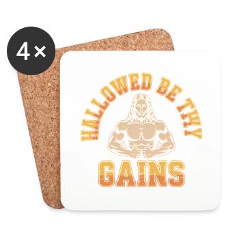 Geheiligt seien deine Gewinne - Funny Jesus Gym Meme - Untersetzer (4er-Set) - Weiß - Vorne
