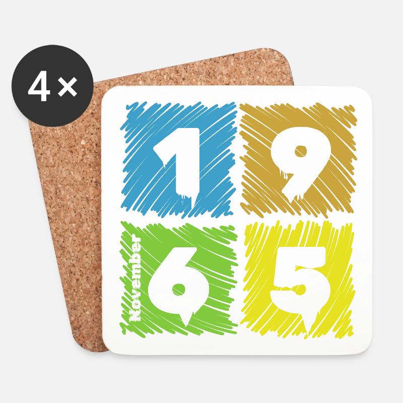 60. Geburtstag Farbige Patches since 11/1965 - Untersetzer (4er-Set) - Weiß