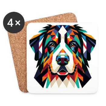 Chien - Dessous de verre (lot de 4) - blanc - Devant