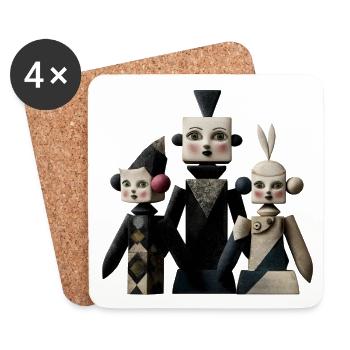 Geometric Pop Figures Trio - Coasters (set of 4) - white - Front