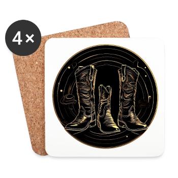 Goldene Stiefel im Kreis - Untersetzer (4er-Set) - Weiß - Vorne