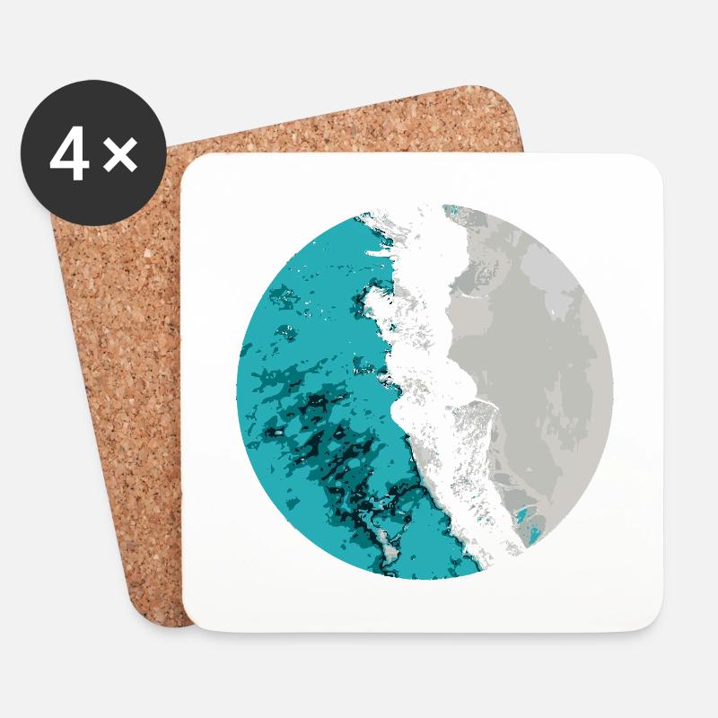 Split Earth Teal Mond - Untersetzer (4er-Set) - Weiß