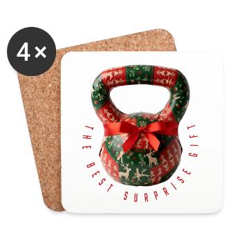 Kettlebell – Das beste Überraschungsgeschenk - Untersetzer (4er-Set) - Weiß - Vorne