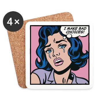 Ich treffe schlechte Entscheidungen. Pop-Art-Mädchen - Untersetzer (4er-Set) - Weiß - Vorne