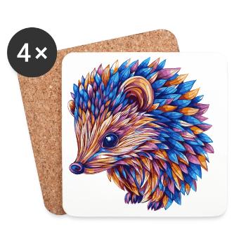 Hedgehog Colorful - Coasters (set of 4) - white - Front