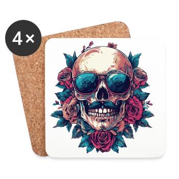 Squelette coloré - Dessous de verre (lot de 4) - blanc - Devant