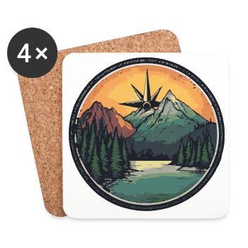 Berge Kompass - Untersetzer (4er-Set) - Weiß - Vorne