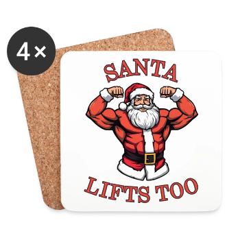 Santa Lifts Too Muscular Gym Design - Untersetzer (4er-Set) - Weiß - Vorne