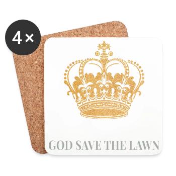 God Save the Lawn – British Garden Humor - Coasters (set of 4) - white - Front