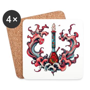 Psychedelic Bottle Flame - Coasters (set of 4) - white - Front