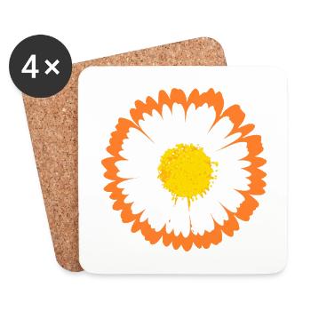 Orangefarbener Rand Daisy auf weißen Blütenblättern - Untersetzer (4er-Set) - Weiß - Vorne