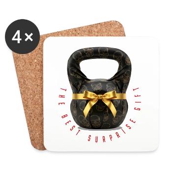 Kettlebell - the best suprise gift for him. - Coasters (set of 4) - white - Front
