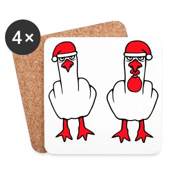 2 Seagulls Finger Insult Équipe de Noël - Dessous de verre (lot de 4) - blanc - Devant