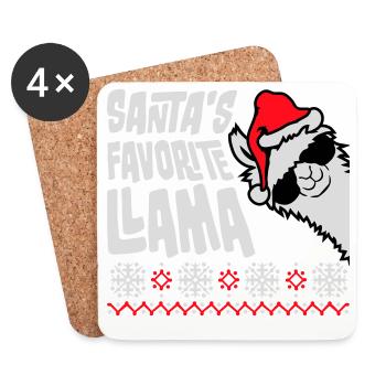 Santa's Favorite Llama Cool Side Sunglasses - Coasters (set of 4) - white - Front
