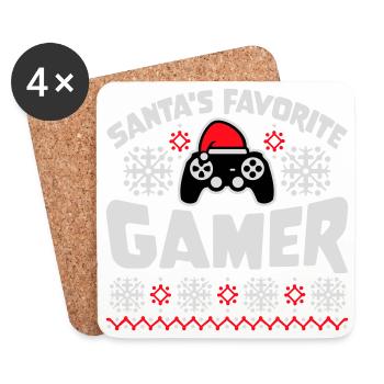 La manette de jeu préférée du Père Noël Nerd de Noël - Dessous de verre (lot de 4) - blanc - Devant