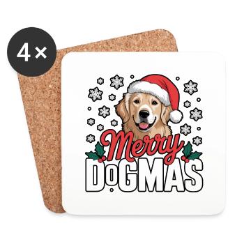 Joyeux Dogmes Chien avec Père Noël - Dessous de verre (lot de 4) - blanc - Devant