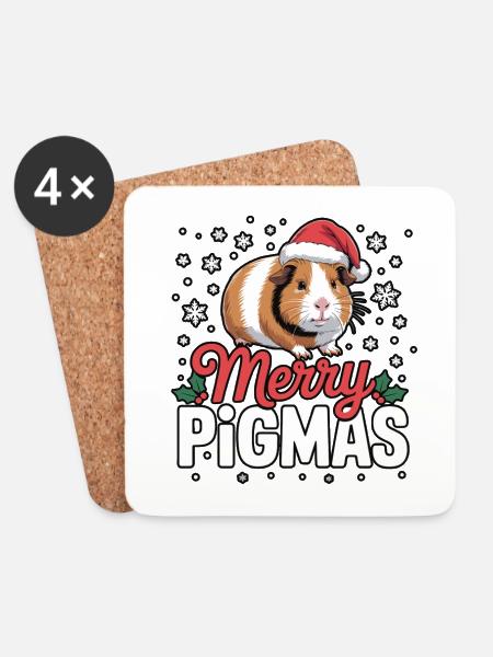Merry Pigmas Weihnachtspiggy Cartoon - Untersetzer (4er-Set) - Weiß