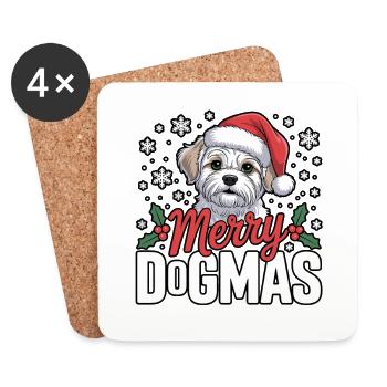 Merry Dogmas Dog Design - Coasters (set of 4) - white - Front