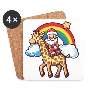 Girafe Père Noël Noël - Dessous de verre (lot de 4) - blanc - Devant