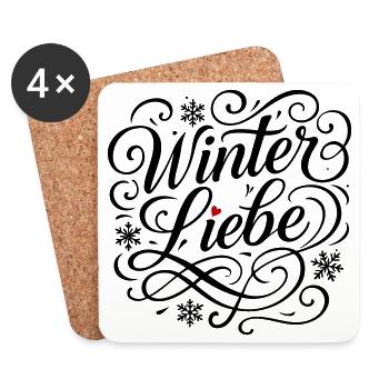 Winter Liebe Herz - Untersetzer (4er-Set) - Weiß - Vorne
