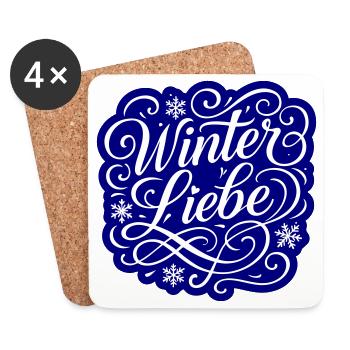 Winter Liebe Herz Winterlich - Untersetzer (4er-Set) - Weiß - Vorne