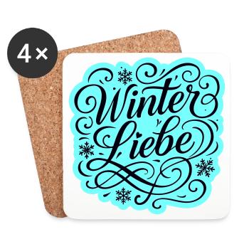 Winter Liebe Herz Winterlich - Untersetzer (4er-Set) - Weiß - Vorne
