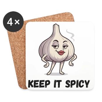 Garlic Charm Keep It Spicy Garlic Vegetables - Coasters (set of 4) - white - Front