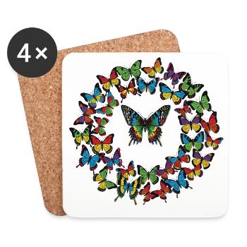 Cercle de papillons arc-en-ciel - Dessous de verre (lot de 4) - blanc - Devant