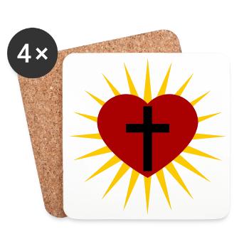 Kreuz - Untersetzer (4er-Set) - Weiß - Vorne