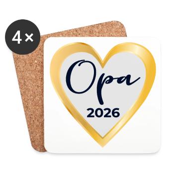 BABY NACHRICHT OPA 2026 HERZ - Untersetzer (4er-Set) - Weiß - Vorne