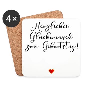 Minimalist Birthday Greetings Heart - Coasters (set of 4) - white - Front