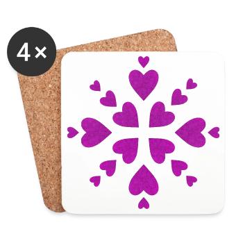 Mandala Coeurs Fuchsia - Dessous de verre (lot de 4) - blanc - Devant