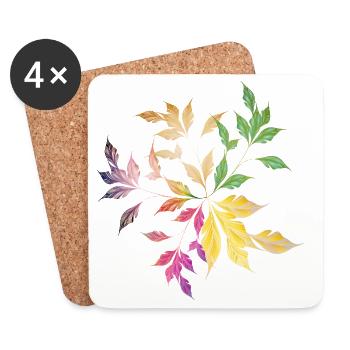 Arrangement de feuilles délicatement scintillant – Nature Art - Dessous de verre (lot de 4) - blanc - Devant