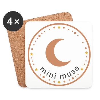 Mignonne conception de cercle lunaire - Dessous de verre (lot de 4) - blanc - Devant