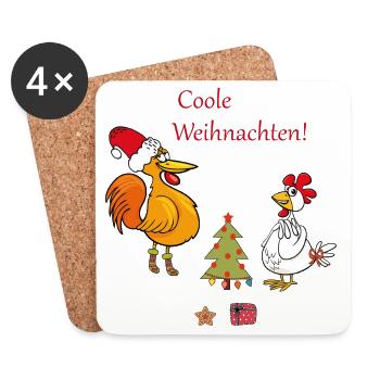 Coole Weihnachten  - Untersetzer (4er-Set) - Weiß - Vorne