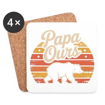 Papa Ours Retro Soleil - Dessous de verre (lot de 4) - blanc - Devant