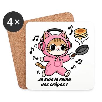 Cat Chef Rose, I'm the Queen of Pancakes - Coasters (set of 4) - white - Front