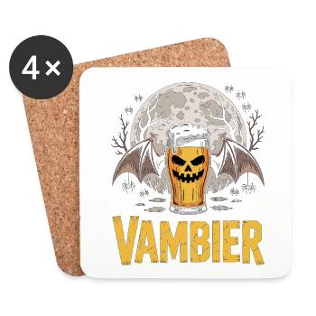 Motif de bière vampire au clair de lune - Dessous de verre (lot de 4) - blanc - Devant