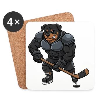 Cooler Rottweiler Eishockeyspieler Herrchen Sport - Coasters (set of 4) - white - Front