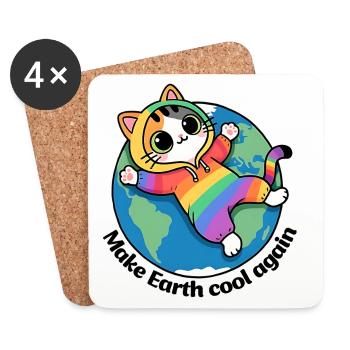 Rette den Planeten Erde, mach die Erde wieder cool - Untersetzer (4er-Set) - Weiß - Vorne